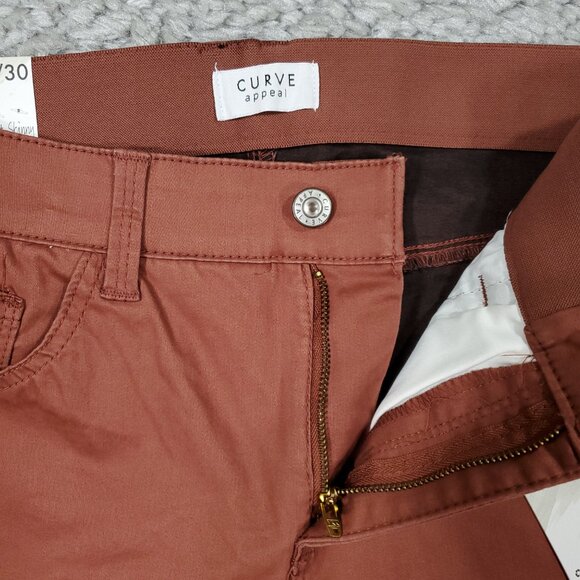 Curve Appeal Twill High Rise Comfort Waist Skinny Pants Stretch Brown Size 10 30 - Picture 5 of 8